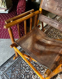 Wooden and Leather Handmade Rocking Chair With Costa Rica Birds Design