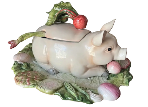 Fitz and Floyd French Market, Pig Tureen With Lid and Handle