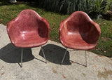 Pair of MCM Eames Style Maroon Fiberglass Chairs