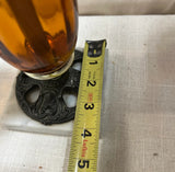 Vintage Amber Glass and Cast Iron Scale on Marble Base
