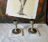 Pair of Brass Candle Holder With Marble Bottoms
