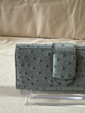 Small Light Blue Faux Ostrich Skin Wallet