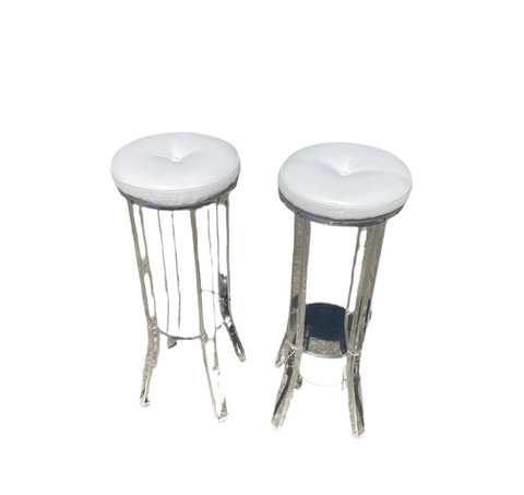 1970s Vintage White and Lucite Stools - a Pair