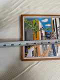 Hand Painted Italian Tile With Wall Hanging in Wooden Frame