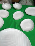 1970s Collection of Milk Glass Leaf Design Serving Dishes- Set of 14