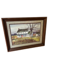 White House With Red Blanket Painting, Framed