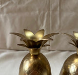 Pair of Brass Pineapple Candleholder Cups With Straw Holes