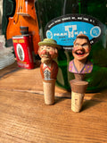 Pair of Wooden Carved Italian Wine Corks