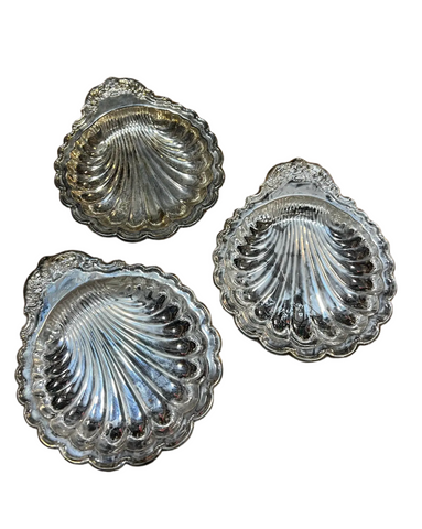 Trio of Small Silver Shell Catchalls