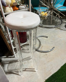 Vintage Lucite Tall Stool With White Cushion