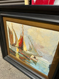 Large Framed Sailboat Painting Signed Ramey