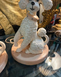 1960s Mid-Century Modern Pink Ceramic Poodle Table Lamps - Pair