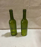 Pair of Green Glass Bottle Candle Accessories