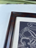 African Black and White Print in Wooden Framed, Signed by Artist