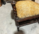 Vintage Faux Fur Barley Twist Rocking Chair