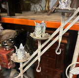 Large White Metal Standing Candle Holder