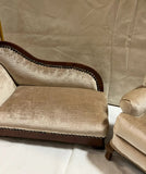 Champagne Colored Velvet, Upholstered Pair of Miniature Chairs