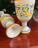 Italian Style Scrolling Ceramic Pedestal Cups- A Pair