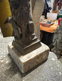 Small Brass Lion Figure on Stone Stand