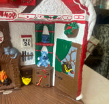 Large Ceramic Colorful Santa's Workshop Christmas Piece