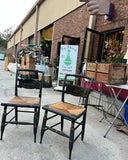 Pair of Black Wooden Italian Rush Chairs