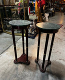 Pair of Green Stone Top Round Side Tables