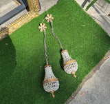 1970s Regency Style Gold and Crystal Baby Pendant Lights- A Pair