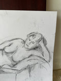 Charcoal Drawing of Nude Posed Model, Unframed