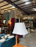 Mid Century Wooden Table With Lamp