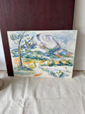 Watercolor Painting With Tree and Mountain