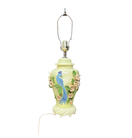 1970s Ceramic Detailed Table Lamp With Bird Accents- Condition Issues