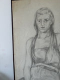 Vintage Drawing of a Woman, Signed C Barnes