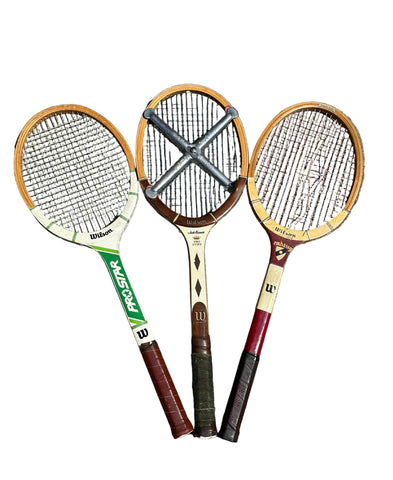 Collection of Vintage Wooden Wilson Tennis Rackets With Zephyr Press