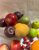 50 Pieces of Fake Fruits in Large Glass Bowl