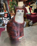 Vintage Ceramic Painted Cat Sculpture, Signed