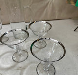 Collection of Silver Rimmed Glasses With Matching Pitcher- Set of 8