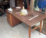 Heavy Large Vintage Wooden MCM Style Desk