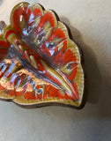 Mid Century Ceramic Orange Leaf Ashtray