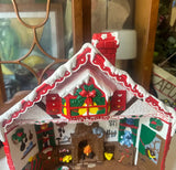 Large Ceramic Colorful Santa's Workshop Christmas Piece