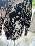 90's Black and White Abstract Faces Button Down Shirt