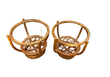 Pair of Albini Style Glass Top Bamboo Side Tables