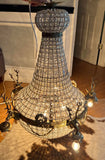 Large Deer Head Crystal and Bronze Chandelier