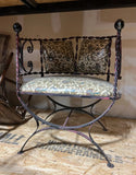 Savonarola Base Iron Scrolling Accent Chair