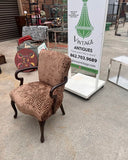 Vintage Leopard Print Cushioned Wooden Chair