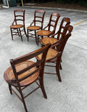 Antique Victorian Walnut Caned Dining Chairs- Set of 6