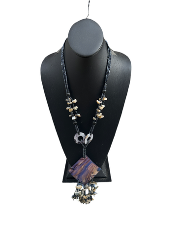 Purple Beaded Stone Necklace