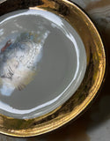Vintage Thanksgiving Turkey Ceramic Platter With Gold Rim Accents