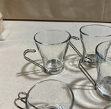 Collection of Small Glass Cups With Silver Handles- Set of 10