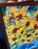 Signed and Framed Vintage Sunflower Painting