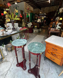 Pair of Green Stone Top Round Side Tables